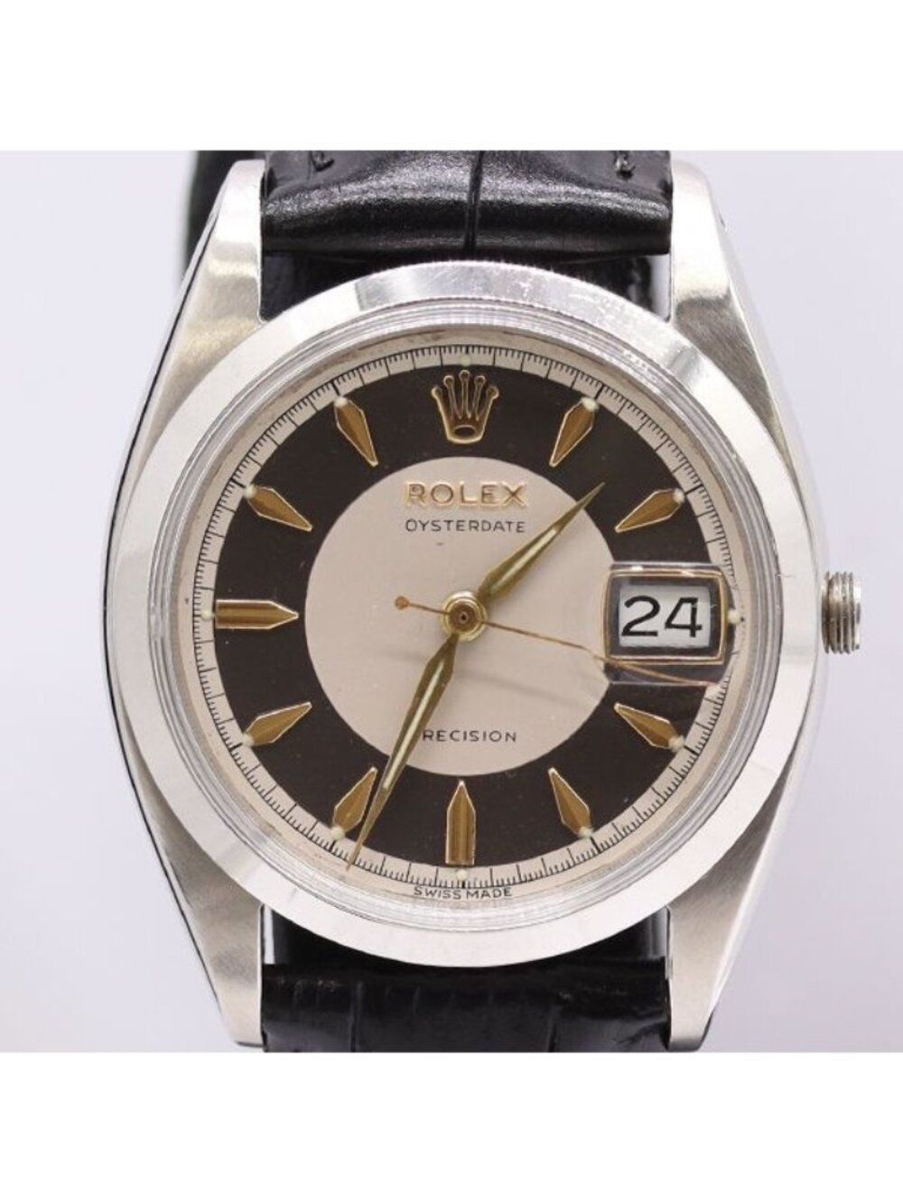 Rolex Oyster Date Precision Automatic White Black Dial Watch